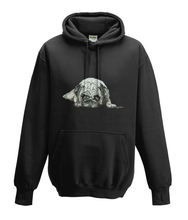 JanaRoos - Hoodies - Kids Hoodie - Packshot - Hand drawn illustration - Round neck - Long sleeves - Cotton - black - zwart - pugg - mops - dog - hond