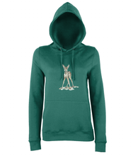 JanaRoos - women's Hoodie - Packshot - Hand drawn illustration - Round neck - Long sleeves - Cotton - jade - bambi