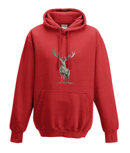 JanaRoos - Hoodies - Kids Hoodie - Packshot - Hand drawn illustration - Round neck - Long sleeves - Cotton - fire red- vuur rood - deer - reindeer - hert - rendier - colored - gekleurd