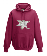 JanaRoos - Hoodies - Kids Hoodie - Packshot - Hand drawn illustration - Round neck - Long sleeves - Cotton - red hot chilli - dieprood - flying squirrel - vliegende eekhoorn