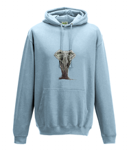 JanaRoos - Hoodie - Packshot - Hand drawn illustration - Round neck - Long sleeves - Cotton - sky blue- olifant - elephant