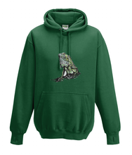 JanaRoos - Hoodies - Kids Hoodie - Packshot - Hand drawn illustration - Round neck - Long sleeves - Cotton - bottle green - flesgroen  - iguana - igujana - colored - gekleurd