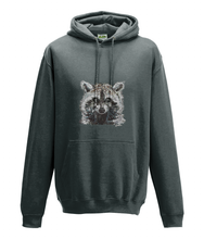 JanaRoos - Hoodie - Packshot - Hand drawn illustration - Round neck - Long sleeves - Cotton - charcoal grey - raccoon - wasbeer