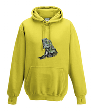 JanaRoos - Hoodies - Kids Hoodie - Packshot - Hand drawn illustration - Round neck - Long sleeves - Cotton - yellow - geel - iguana - igujana - colored - gekleurd