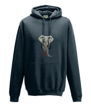 JanaRoos - Hoodie - Packshot - Hand drawn illustration - Round neck - Long sleeves - Cotton -navy blue  - olifant - elephant