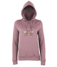 JanaRoos - women's Hoodie - Packshot - Hand drawn illustration - Round neck - Long sleeves - Cotton - dusty pink- wren