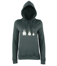 JanaRoos - women's Hoodie - Packshot - Hand drawn illustration - Round neck - Long sleeves - Cotton -charcoal grey - penguins