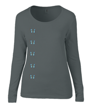 Women T-shirt -  organic cotton - long sleeved - round neck - black - zwart - printdesign - drawing - JanaRoos - butterflies - vlinders
