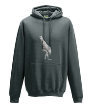 JanaRoos - Hoodie - Packshot - Hand drawn illustration - Round neck - Long sleeves - Cotton -charcoal grey- White raven - witte raaf