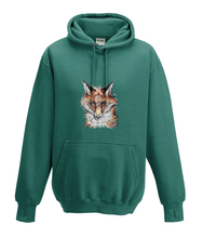 JanaRoos - Hoodies - Kids Hoodie - Packshot - Hand drawn illustration - Round neck - Long sleeves - Cotton - jade - appelblauw zeegroen -mister fox - vos