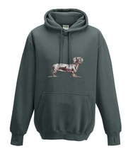JanaRoos - Hoodies - Kids Hoodie - Packshot - Hand drawn illustration - Round neck - Long sleeves - Cotton - charcoal grey - grijs - dachshund - teckel - dog - hond