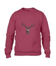 JanaRoos - Unisex sweater - Hand drawn illustration - Print design -black ink - zwarte inkt - independence red - diep rood -  Reindeer - deer - rendier - hert