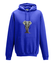 JanaRoos - Hoodie - Packshot - Hand drawn illustration - Round neck - Long sleeves - Cotton - royal blue- olifant - elephant