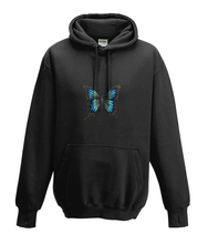 JanaRoos - Hoodies - Kids Hoodie - Packshot - Hand drawn illustration - Round neck - Long sleeves - Cotton - black -  zwart -  butterfly - vlinder