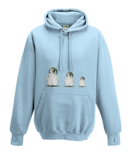 JanaRoos - Hoodies - Kids Hoodie - Packshot - Hand drawn illustration - Round neck - Long sleeves - Cotton - sky blue - hemels blauw - Penguins - Pinguïns