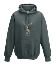 JanaRoos - Hoodies - Kids Hoodie - Packshot - Hand drawn illustration - Round neck - Long sleeves - Cotton - charcoal grey - grijs - deer - reindeer - hert - rendier - colored - gekleurd