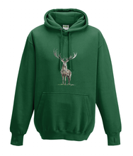 JanaRoos - Hoodies - Kids Hoodie - Packshot - Hand drawn illustration - Round neck - Long sleeves - Cotton - bottle green - fles groen - deer - reindeer - hert - rendier - colored - gekleurd
