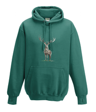 JanaRoos - Hoodies - Kids Hoodie - Packshot - Hand drawn illustration - Round neck - Long sleeves - Cotton - jade  - appelblauw zeegroen - deer - reindeer - hert - rendier - colored - gekleurd