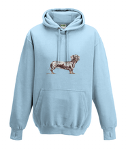 JanaRoos - Hoodies - Kids Hoodie - Packshot - Hand drawn illustration - Round neck - Long sleeves - Cotton - sky blue - hemels blauw - dachshund - teckel - dog - hond
