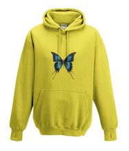 JanaRoos - Hoodies - Kids Hoodie - Packshot - Hand drawn illustration - Round neck - Long sleeves - Cotton - yellow - geel -  butterfly - vlinder