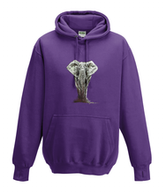 JanaRoos - Hoodies - Kids Hoodie - Packshot - Hand drawn illustration - Round neck - Long sleeves - Cotton - purple - paars - elephant - olifant