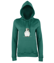 JanaRoos - women's Hoodie - Packshot - Hand drawn illustration - Round neck - Long sleeves - Cotton - jade - penguin
