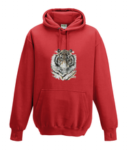 JanaRoos - Hoodies - Kids Hoodie - Packshot - Hand drawn illustration - Round neck - Long sleeves - Cotton - fire red - vuurrood - Siberian tiger - siberische tijger - colored - gekleurd