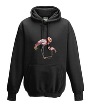 JanaRoos - Hoodies - Kids Hoodie - Packshot - Hand drawn illustration - Round neck - Long sleeves - Cotton - black - zwart - flamingo's