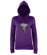JanaRoos - women's Hoodie - Packshot - Hand drawn illustration - Round neck - Long sleeves - Cotton - purple - Elephant