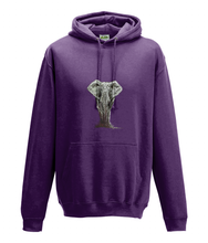 JanaRoos - Hoodie - Packshot - Hand drawn illustration - Round neck - Long sleeves - Cotton - plum- olifant - elephant