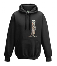 JanaRoos - Hoodies - Kids Hoodie - Packshot - Hand drawn illustration - Round neck - Long sleeves - Cotton - zwart - black - meerkat - stokstaartje