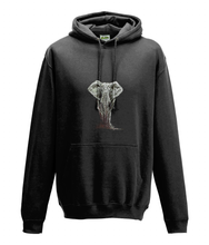 JanaRoos - Hoodie - Packshot - Hand drawn illustration - Round neck - Long sleeves - Cotton - jet black - zwart - elephant - olifant