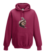 JanaRoos - Hoodies - Kids Hoodie - Packshot - Hand drawn illustration - Round neck - Long sleeves - Cotton -  red hot chilli -dieprood - squirrel - eekhoorn  