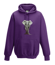 JanaRoos - Hoodies - Kids Hoodie - Packshot - Hand drawn illustration - Round neck - Long sleeves - Cotton - plum - paars - elephant - olifant