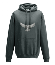JanaRoos - Hoodie - Packshot - Hand drawn illustration - Round neck - Long sleeves - Cotton -charcoal grey - snowy owl - sneeuwuil