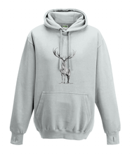 JanaRoos - Hoodies - Kids Hoodie - Packshot - Hand drawn illustration - Round neck - Long sleeves - Cotton - ash grey - as grijs- deer - reindeer - hert - rendier - black/white - zwart/wit