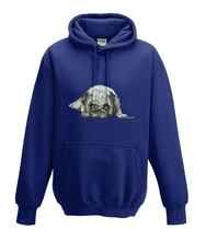 JanaRoos - Hoodies - Kids Hoodie - Packshot - Hand drawn illustration - Round neck - Long sleeves - Cotton - oxford navy blue - marine blauw - pugg - mops - dog - hond