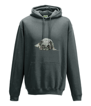 JanaRoos - Hoodie - Packshot - Hand drawn illustration - Round neck - Long sleeves - Cotton - charcoal -pugg- mops