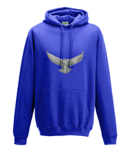 JanaRoos - Hoodie - Packshot - Hand drawn illustration - Round neck - Long sleeves - Cotton -royal blue - snowy owl - sneeuwuil
