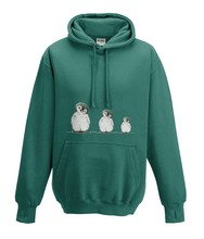 JanaRoos - Hoodies - Kids Hoodie - Packshot - Hand drawn illustration - Round neck - Long sleeves - Cotton - jade - appelblauw zeegroen - Penguins - Pinguïns