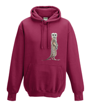 JanaRoos - Hoodies - Kids Hoodie - Packshot - Hand drawn illustration - Round neck - Long sleeves - Cotton - red hot chille - dieprood - meerkat - stokstaartje