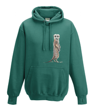 JanaRoos - Hoodies - Kids Hoodie - Packshot - Hand drawn illustration - Round neck - Long sleeves - Cotton - jade - appelblauw zeegroen - meerkat - stokstaartje