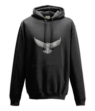 JanaRoos - Hoodie - Packshot - Hand drawn illustration - Round neck - Long sleeves - Cotton - jet black - zwart - snowy owl - sneeuwuil