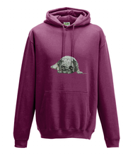 JanaRoos - Hoodie - Packshot - Hand drawn illustration - Round neck - Long sleeves - Cotton - burgundy -pugg- mops