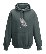 JanaRoos - Hoodies - Kids Hoodie - Packshot - Hand drawn illustration - Round neck - Long sleeves - Cotton - charcoal grey  - grijs - iguana - igujana -black/white - zwart/wit