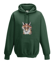 JanaRoos - Hoodies - Kids Hoodie - Packshot - Hand drawn illustration - Round neck - Long sleeves - Cotton - forest green - mos groen -mister fox - vos