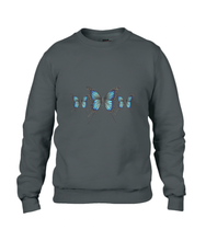 JanaRoos - T-shirts and Sweaters - Unisex Sweater - Packshot - Hand drawn illustration - Round neck - Long sleeves - Cotton - jet black - zwart - blue butterflies - vlinders