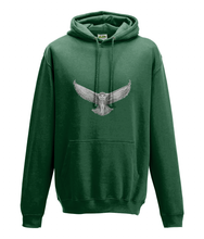 JanaRoos - Hoodie - Packshot - Hand drawn illustration - Round neck - Long sleeves - Cotton -bottle green - snowy owl - sneeuwuil