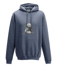 JanaRoos - Hoodie - Packshot - Hand drawn illustration - Round neck - Long sleeves - Cotton -airforce blue - panda