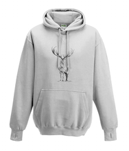 JanaRoos - Hoodies - Kids Hoodie - Packshot - Hand drawn illustration - Round neck - Long sleeves - Cotton - white - wit- deer - reindeer - hert - rendier - black/white - zwart/wit